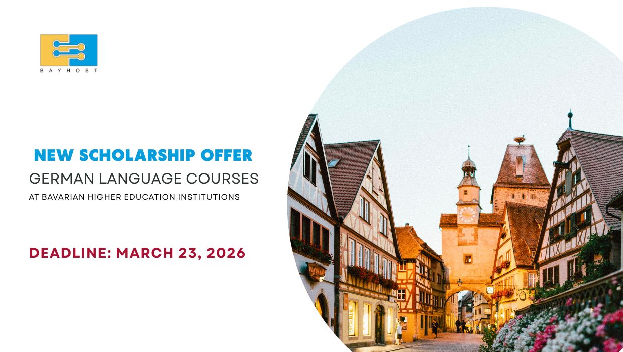 We are pleased to inform you about our new scholarship offer of the Free State of Bavaria for German language courses at Bavarian higher education institutions in 2026.    The scholarships for on-site courses in Bavaria include tuition fees, accommodation, and meals.